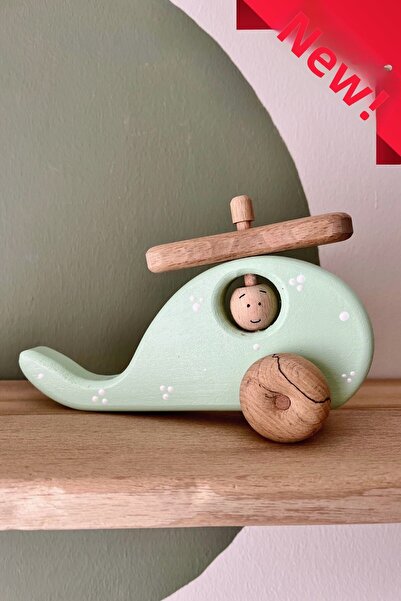 DORU لعبة هليكوبتر خشبية عضوية طبيعية من مونتيسوري لديكور غرفة الأطفال هدية ت...