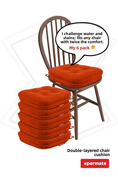 XPERMATE 6 Pack Double Layer Chair Cushion Zippered Washable Cover Water and Oil Repellent 42X42X8 Tile