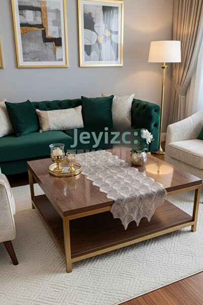 Çt Çeyizci Tekstil Γαλλική δαντέλα Λεπτομερής Μονό Τραπέζι Runner - On and Drape Runneri