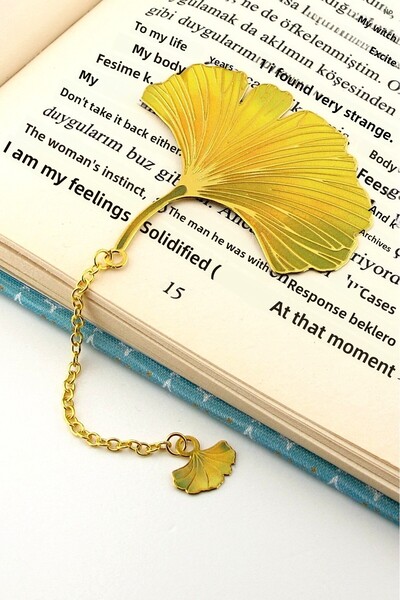 Solfera Fallen Autumn Tree Leaves Bookmark Metal Bookmark Book Mark with Chain Ay015