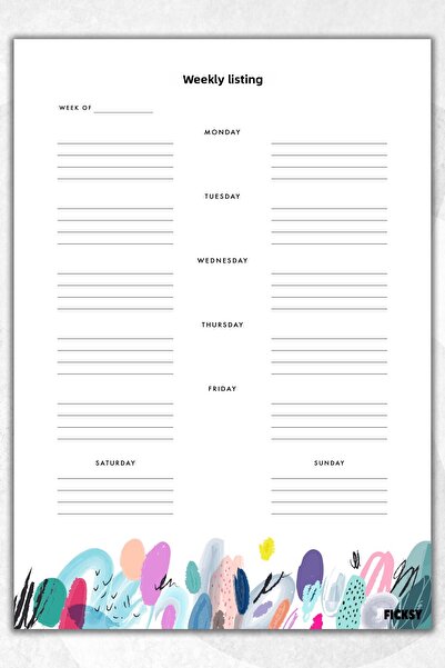 Ficksy مخطط أسبوعي - مقاس A4 - 30 ورقة - مخطط أسبوعي