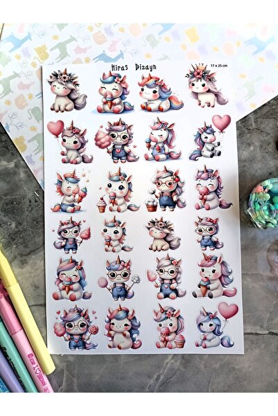 Hiras Dizayn Χαριτωμένο φύλλο αυτοκόλλητων με θέμα το Μονόκερος Ειδικά αυτοκό...