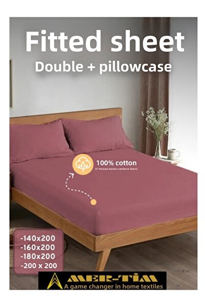 mer-tim ezberbozan ev tekstili Set de cearșafuri și fețe de pernă Mer-Tim Cotton Ranforce Double Elastic