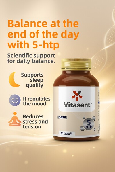 VİTASENT 5-Htp 30 Capsules – Serotonin Supported Sleep, Stress Reducing and Regulating Supplement