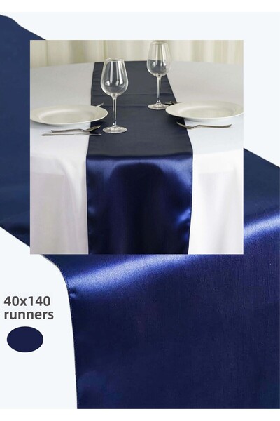 PratikDikisco Σατέν Μπλε Ναυτικό 40x140 Χαλάκι Διάδρομου-Αμερικάνικου Τύπου