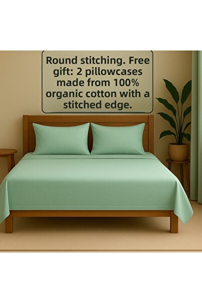 Loova ملاءة سرير بدون مطاط مزدوجة 100% قطن لون أخضر 4 زوايا مخيطة 220×240 مع ...