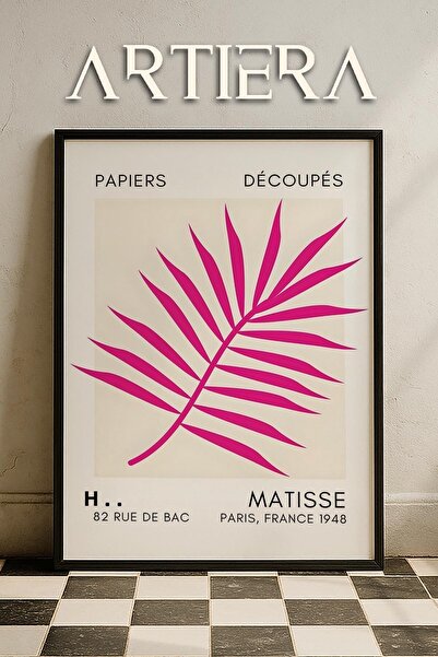 HİGUERA Σειρά Matisse Paper Cuttings Φούξια Παλάμης Πίνακας τοίχου με ξύλινο ...