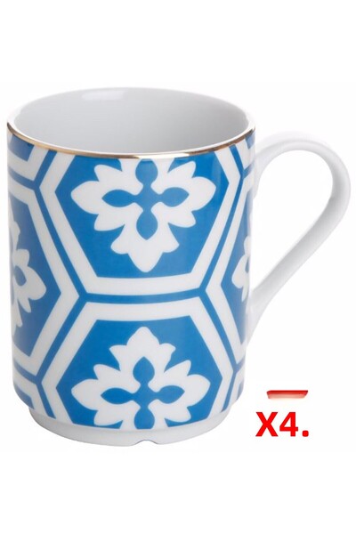 Porland Morocco Pattern Blue Mug 340Cc 4 Pieces 04Ap 018893