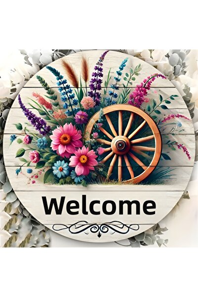 TuraLazerKesim Ornament pentru ușă din MDF de bun venit |   Cu curea, ștergab...