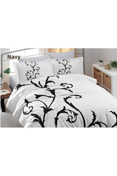 VIOLA HOME Σετ Παπλωματοθήκης Διπλό Σατέν Βαμβακερό Azalea - Λευκό - Μαύρο