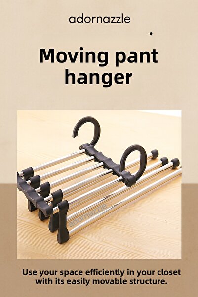 adornazzle Pants Hanger, Movable Pants Rack, 5-Piece Pants Hanger