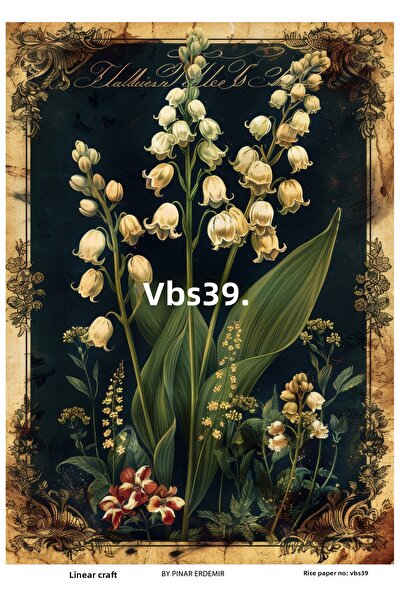 Baykuşca موديل VBS39 سلسلة كحلي - ديكوباج نحاسي بنمط زهرة زرقاء وصورة 30*42 سم