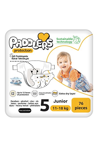Paddlers Protection Baby Diapers 5 Number Junior 76 Pieces (11-18 Kg) Jumbo S...