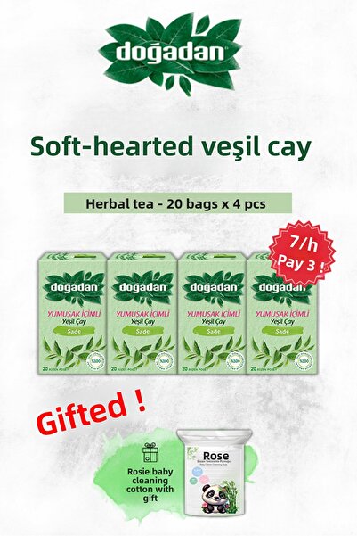 Doğadan اشتري 4 واحصل على 3 مجانًا شاي أخضر ناعم المذاق 20 عبوة وروزي باموك