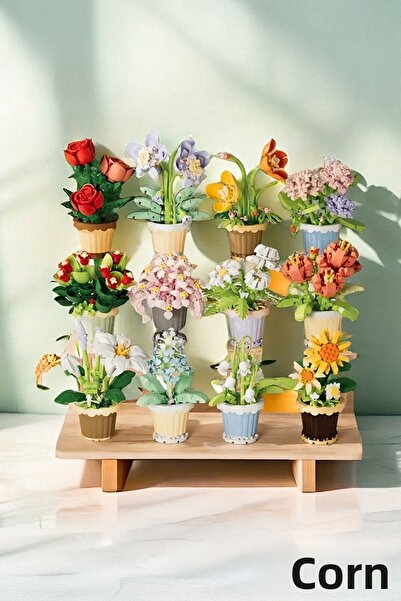 MİLSO Potted Flower Building Block Set – 260+ Pieces - Decorative Tabletop Plant Flower Model - 1 Piece