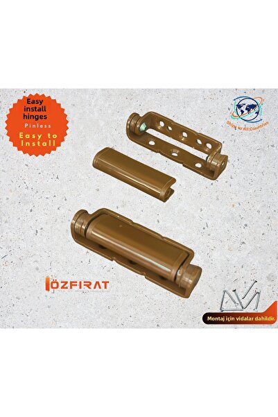 ÖZFIRAT PVC YAPI Practical Pinless 80 mm Pvc Pimapen Door Window Hinge – Durable Steel, Non-Tarnishing (Coffee) Color