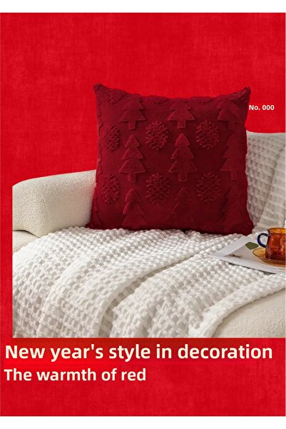 LWP Shop Husă de pernă roșie în relief de Anul Nou