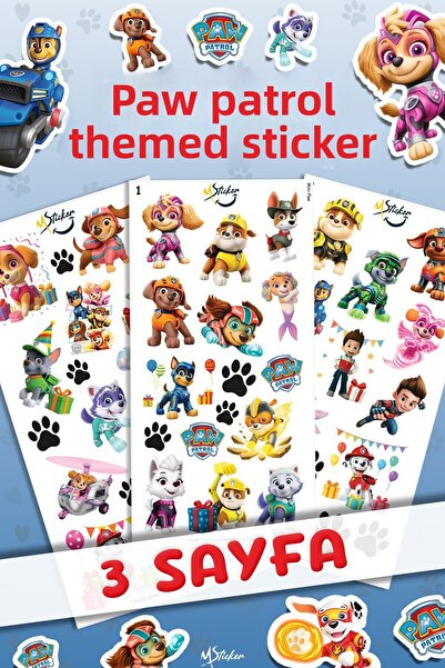 MSticker مجموعة ملصقات PawPetrol مكونة من 165 قطعة - قلم، زجاجة مياه، دفتر، ز...