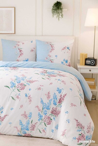 Mira Home Σετ Παπλωματοθήκης Διπλό Βαμβακερό με σχέδιο Χρυσάνθεμο