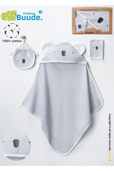 Buude Kids مجموعة مناشف أطفال قطنية مطرزة من كوالا