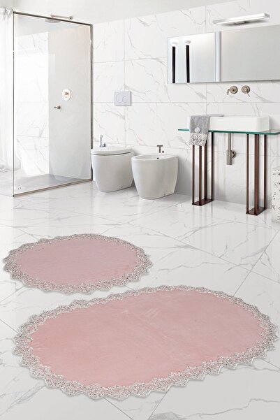 Bonny Home Venus Powder 2-Piece Lacy Bath Mat Set Dowry Toilet Set