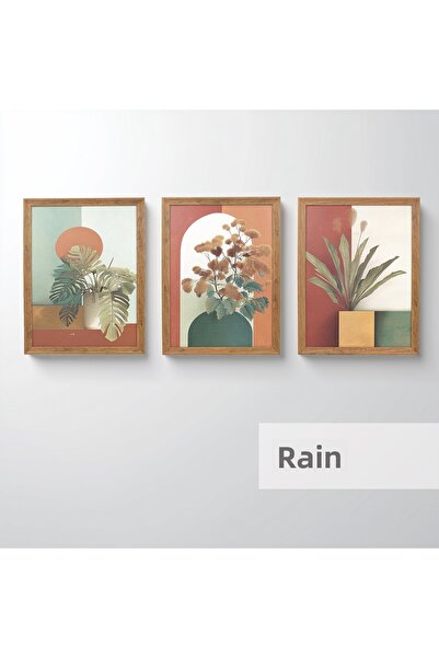 Ahsen resim çerçeve Σετ 3 Πινάκων με Κορνίζα - Αφηρημένοι Πίνακες για Διακόσμ...