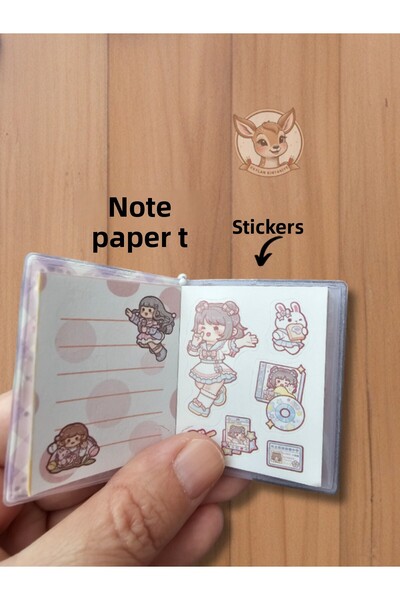 Çınar Water Glitter Kawaii Girl Themed 4.5 cm X 5.5 cm Mini Notebook (Single)