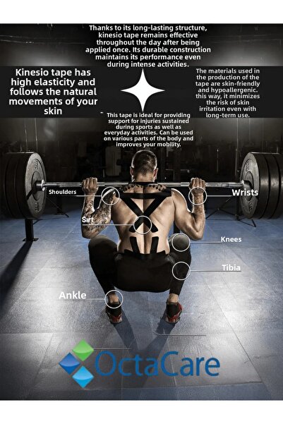 Octacare Athlete's Tape 5 Meters X 5 cm Kinesio Tape Beauty Cotton Kinesyo for Face Area Black