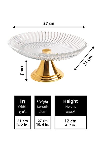 Fiyakalı Ürünler Atölyesi Gold Footed Ellipse Glass Presentation Bowl, Wrapping, Filling, Salad, Fruit, and Cake Presentation Stand, Dowry Bowl