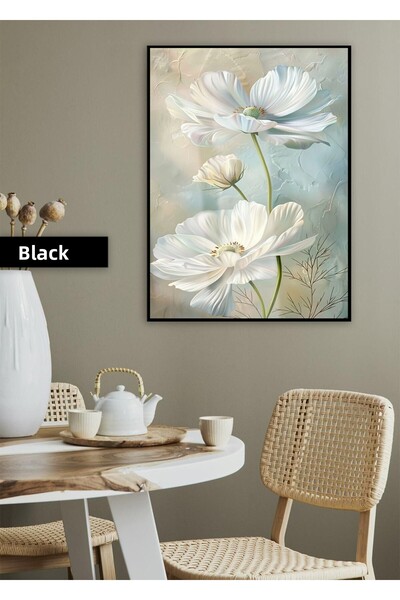 Harikabirev HARİKABİREV | MODEL DE ARTĂ FLORALĂ DE GARDENIA ALBĂ | TABLA DE STICLA TEMPLATA CU CADRU, SIMPLE, VERTICALA