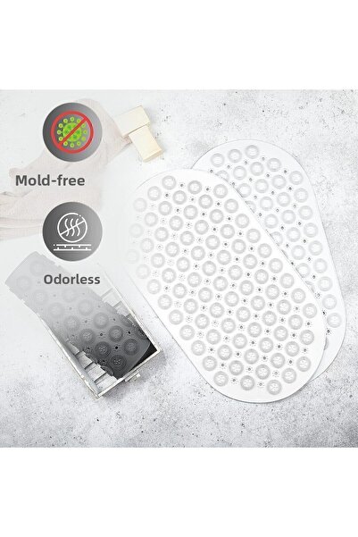 isgstore Magazin principal Covoraș de baie din silicon pentru masaj cu ventuze pentru baie și duș, culoare albă anti-alunecare M-142