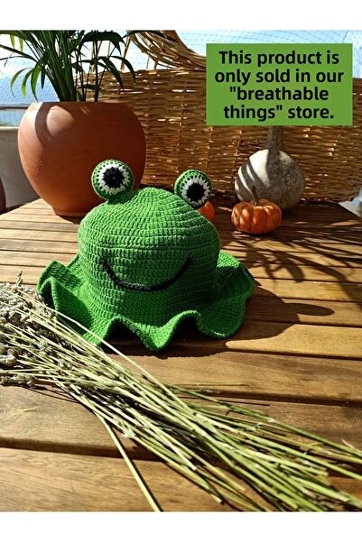 Handmade قبعة للأطفال بنمط ضفدع، قبعة ضفدع قطنية 100%