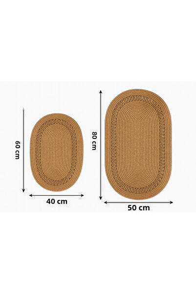 MaVaux Terra 4-Piece Bathroom Set – 2 Oval Mats & 2 Oval Baskets, Natural Rope Weaving, Handmade - Premium