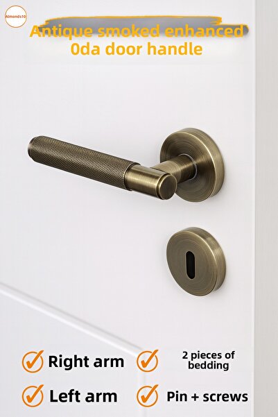 Badem10 Antique Smoked Home Room Door Handle Set with Rosette Right Left Compatible Modern Interior Room Door Handle Metal Model
