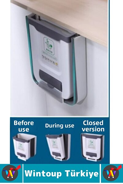 Wintoup Compact No Assembly Required Kitchen Bathroom Office Camping Caravan Collapsible Trash Can with Bag Chamber