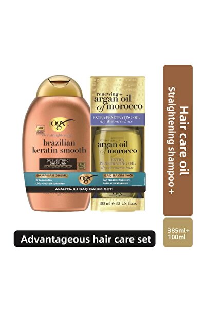 OGX Brazilian Keratin Shampoo 385 ml + Argan Oil 100 ml