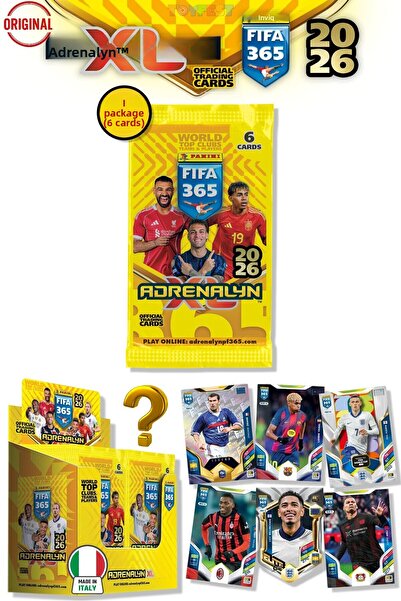 TOYFEST بطاقات بانيني أدينالين فيفا 365 - بطاقات لاعبي كرة القدم الرسمية لعام 2026 - حزمة واحدة (6 بطاقات)