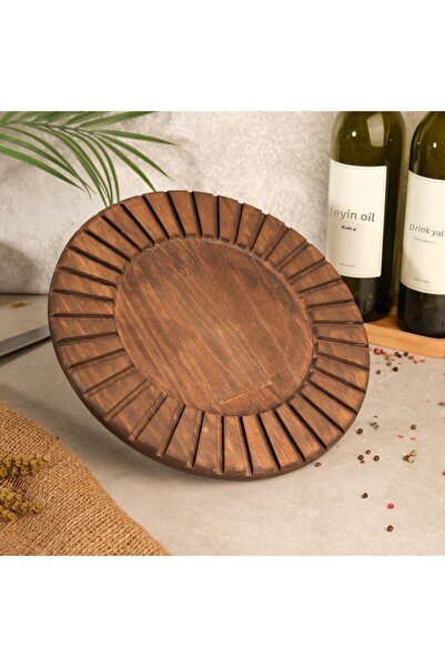 fam wood art Large Size Wooden Striped Serving Plate, Cheese Plate, Cake Stand, 100% Pine