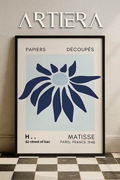 HİGUERA Σειρά Matisse Paper Cuttings Μπλε αφηρημένο λουλούδι ζωγραφική τοίχου...