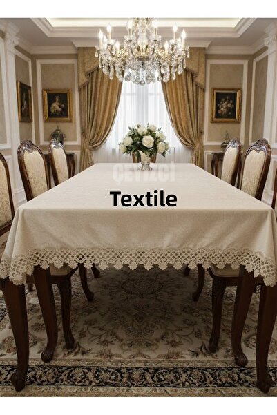 Çt Çeyizci Tekstil Βελούδινο Μονό Τραπεζομάντιλο 160x220cm |   Κάλυμμα τραπεζαρίας με δαντέλα 160x220cm Μονό τραπέζι