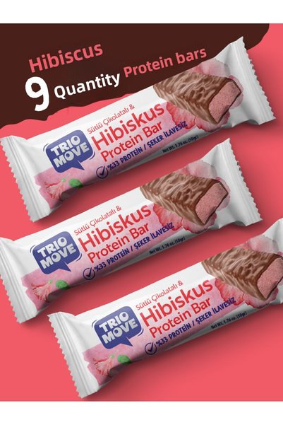 TrioMove 50 Grams Protein Bar - Hibiscus 33% Protein, 50 g X 9 Pieces Trio Move