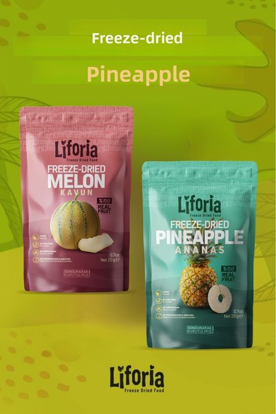 Liforia 2 Pack Freeze Dried Fruit - Healthy Snack - Dried Melon and Pineapple
