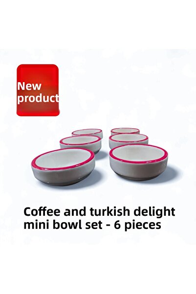Ganita home Ceramic Joker Bowl Coffee Cup Side Mini Turkish Delight Holder 6 Pieces Red