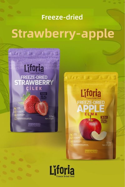 Liforia 2-Pack Freeze Dried Fruit - Healthy Snack - Strawberry and Apple Free...