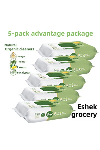 Sleepy عبوة من 5 مناديل مبللة لتنظيف الوجه والجسم من القطن العضوي الطبيعي