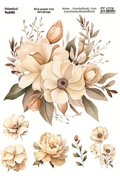 İstanbul Hobi ورق ديكور نحاسي 30×42 سم PT-1775 زهور