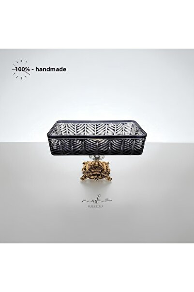 AKDEN STORE Crystal Decor Baton Presentation Bowl / Cookie Bowl 24cm