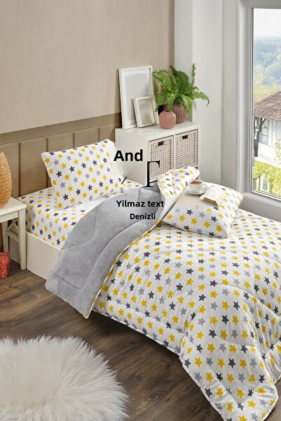 ChicMaison Μονό σετ ύπνου Puffy |   Με ελαστικό σεντόνι |   Κίτρινο αστέρι