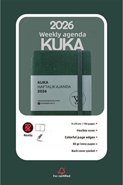 Victoria's Journals Kuka 2026 Weekly Pocket Planner A6 (9X14 cm) Flexible Cover