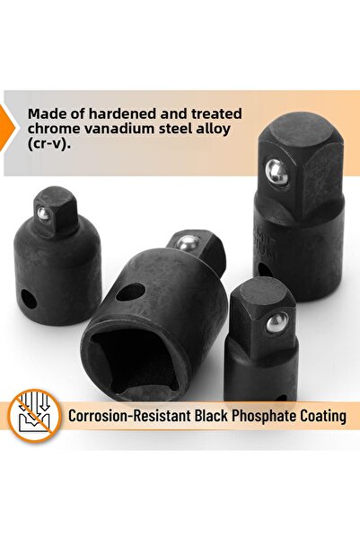 Choice مجموعة جديدة من 4 قطع من محولات المقبس ذات التأثير مقاس 1/2 3/8 1/4 بوصة تستخدم مفاتيح وحفر في السيارات والمركبات ذات التأثير...